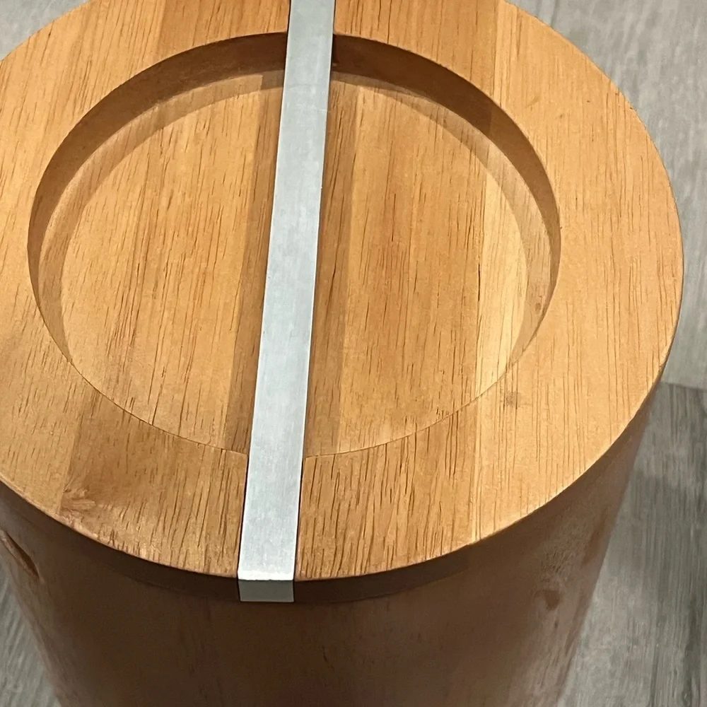 Crate&Barrel cherrywood MCM style ice bucket